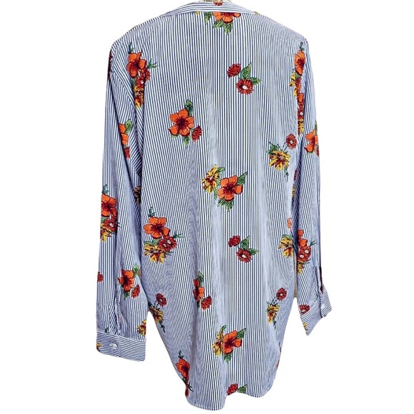 Skyline Collection Floral Blouse Size XXL Blue Stripe - Picture 3 of 4